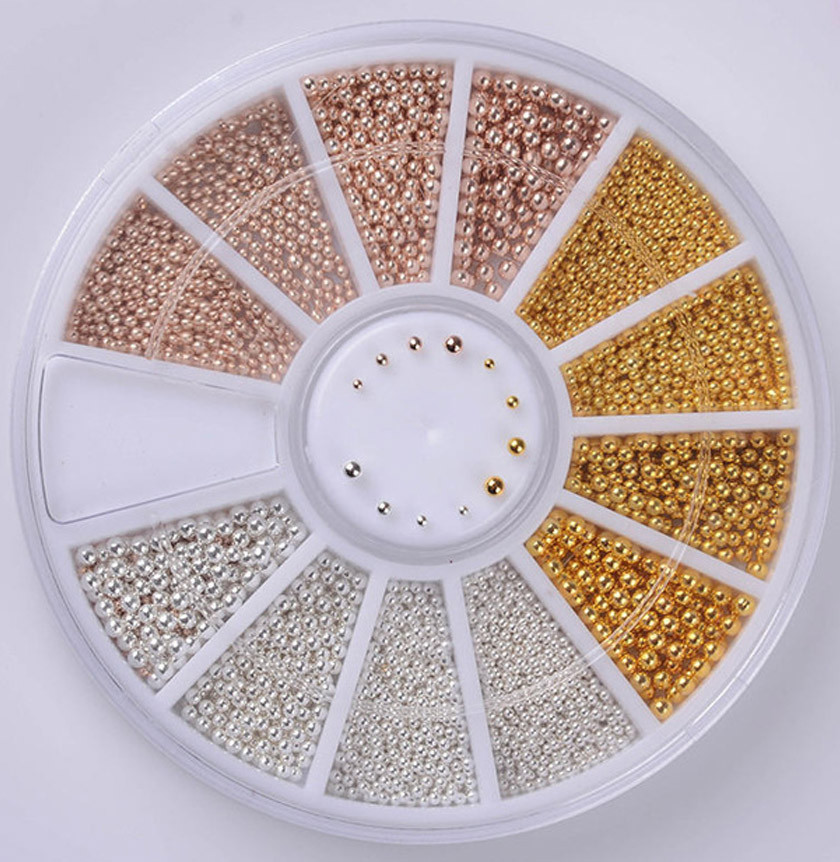 Бульйонки для дизайну нігтів різнобарвні Lpnails у каруселі золото срібло