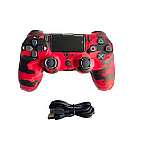Бездротовий джойстик PS4 Double Shock 4 Bluetooth геймпад червоний камуфляж для приставки ПК і телефона, фото 6