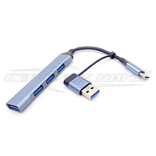 HUB міні Type-C + Usb 3.0 to 4-Port - USB 3.0+3*USB 2.0 (преміум), фото 3