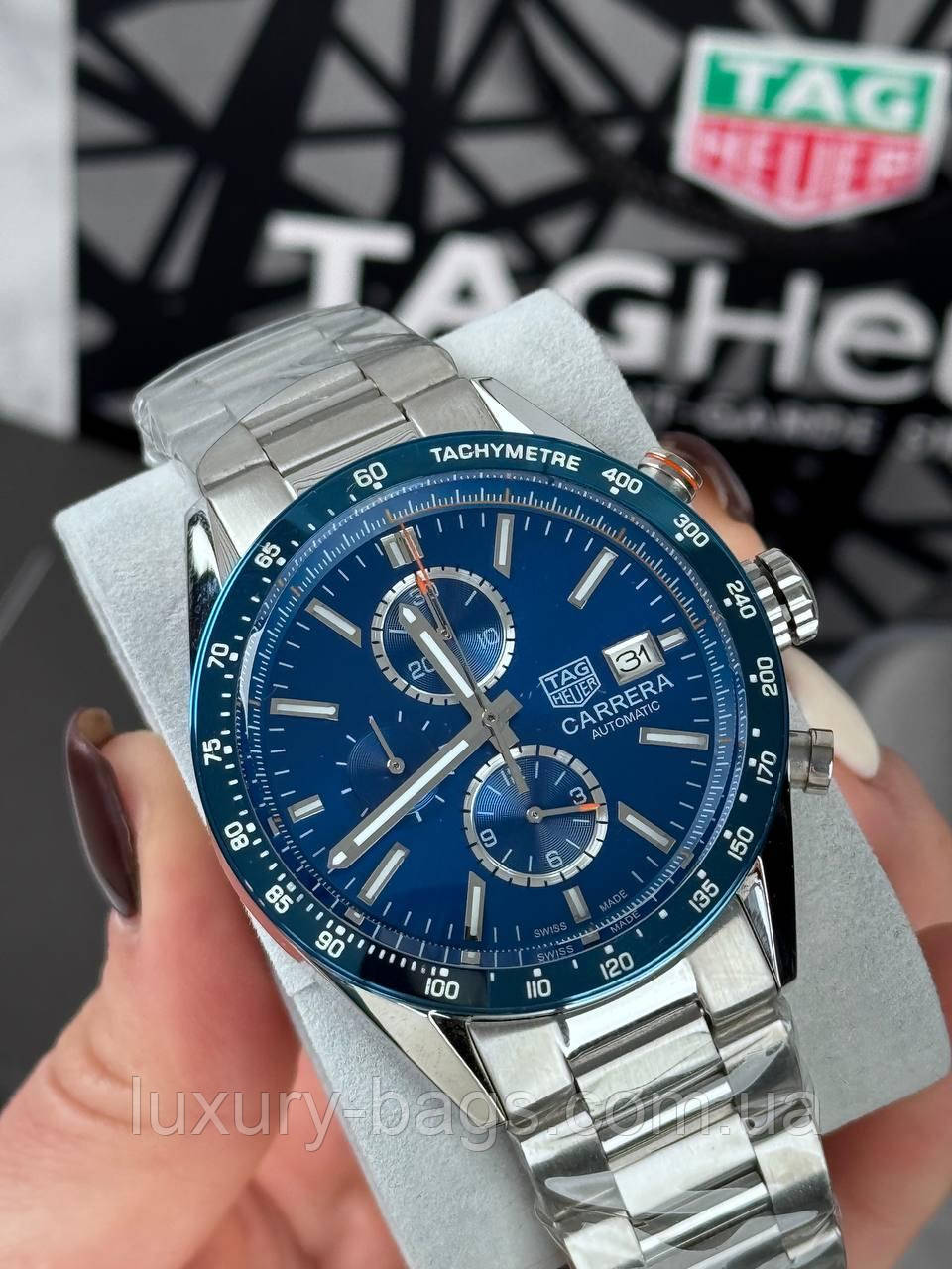 Модний чоловічий годинник Tag Heuer Carrera Silver-Black, фото 1
