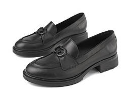 Лофери жіночі шкіряні туфлі мокасини мокасини класичні взуття весна літо осінь Cosmo Shoes lOfEr Gu Black