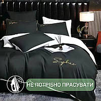 Постільна білизна Євро KOLOCO Sophae сатин (40677) Чорний з білим