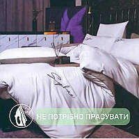 Постільна білизна Євро KOLOCO Sophae сатин (40686) Світло-сірий із сірим