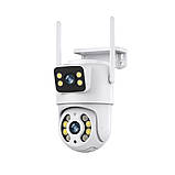 PTZ-DW4 Вулична поворотна IP Wi-Fi камера відеоспостереження 6MP (3+3MP), з подвійним об'єктивом, нічним баченням, фото 3