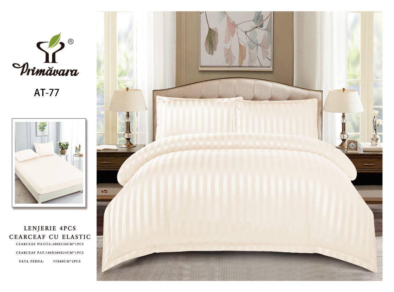 Постільна білизна Страйп-Сатин  Євро розмір простирадло на гумці 180*200+25см Висока якість, фото 1