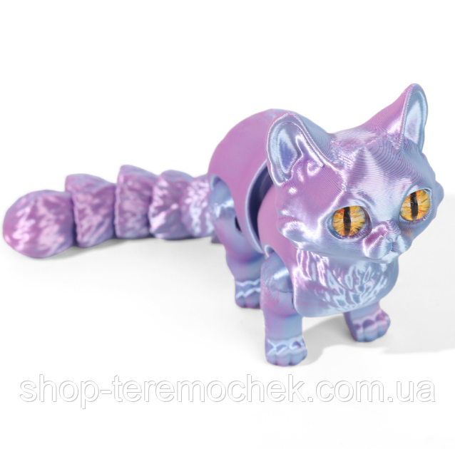 Фігурка антистрес рухома перламутровий бузковий Кіт Сфінкс іграшка 16 см, фото 1