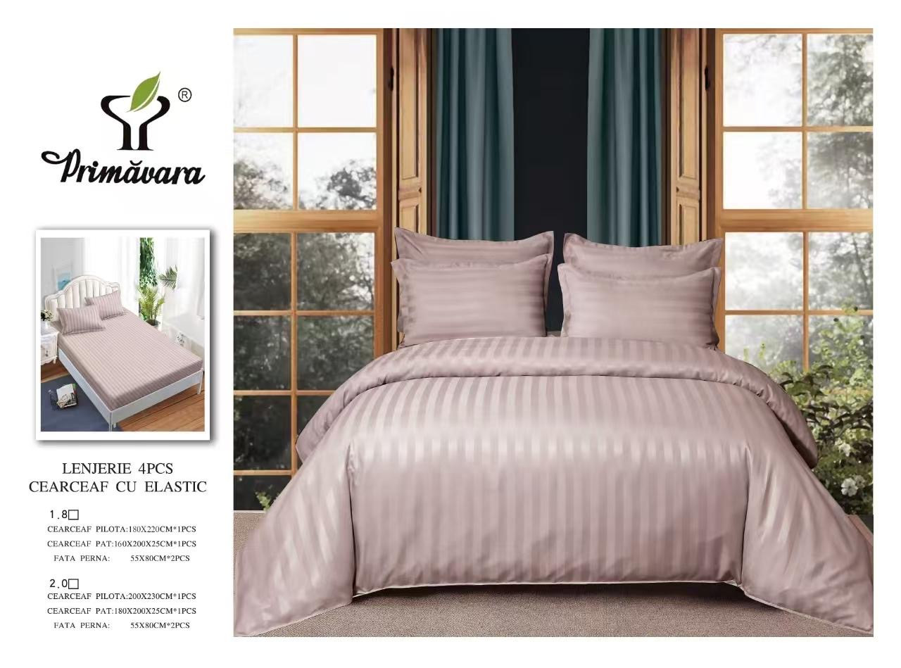 Постільна білизна Страйп-Сатин Євро розмір простирадло на гумці 180*200+25см Висока якість, фото 1