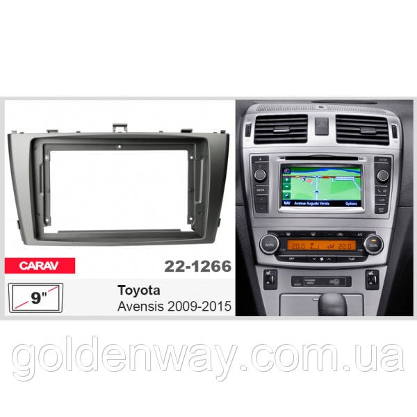 Перехідна рамка під магнітолу 9 дюймів Toyota Avensis 2009-2015 Carav 22-1266 СРІБЛО рамка магнітоли на Тойота Авенсіс