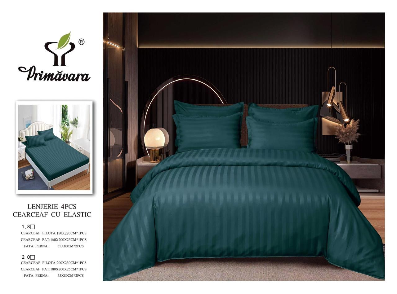 Постільна білизна Страйп-Сатин Євро розмір простирадло на гумці 180*200+25см Висока якість, фото 1