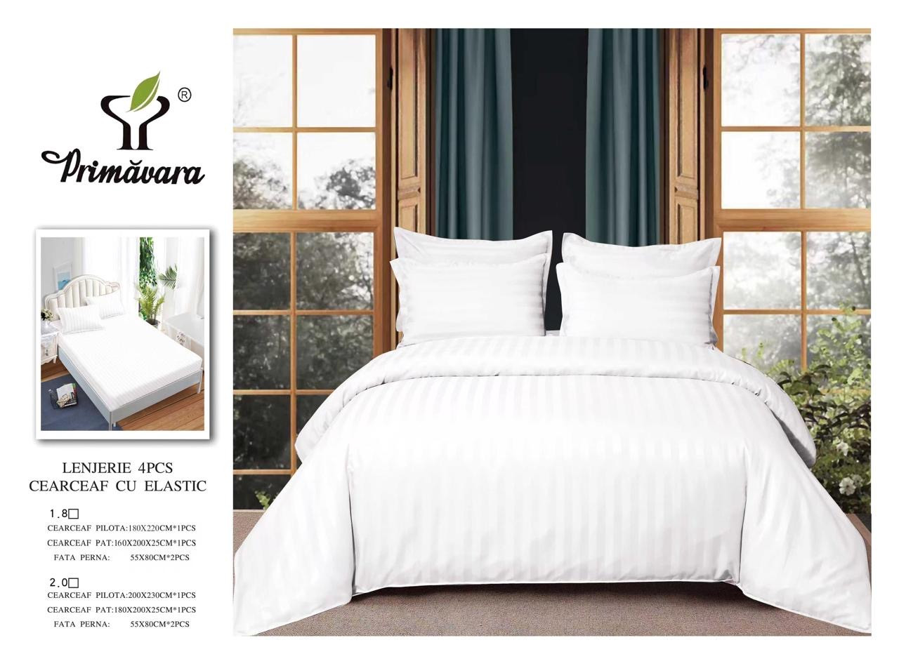 Постільна білизна Страйп-Сатин Євро розмір простирадло на гумці 180*200+25см Висока якість, фото 1