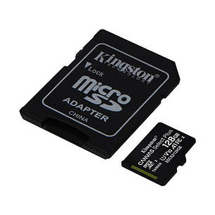 Карта пам'яті MicroSDXC 128GB UHS-I 10 Kingston Canvas Select Plus R100MB/s + SD-адаптер (SDCS2/128GB), фото 1