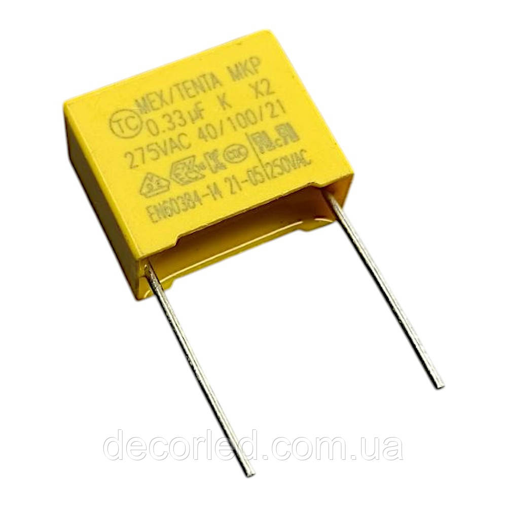 Конденсатор плівковий MKP (MEX-X2 / class X2) 0,33uf 275VAC 10% P = 15mm /Tenta /Tenta, фото 1