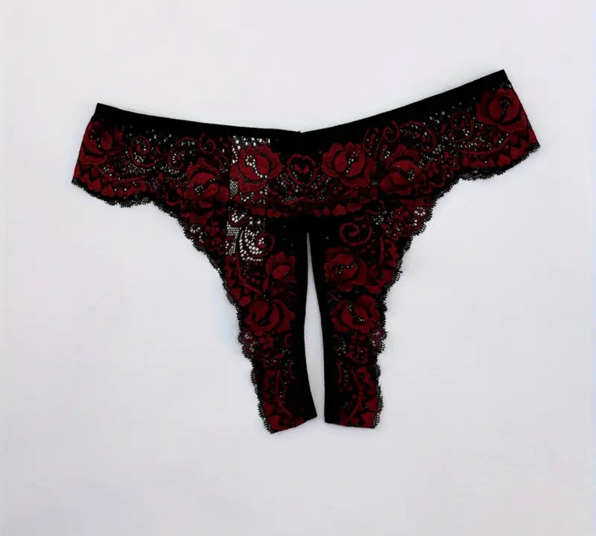 Ажурні трусики з доступом (Бордо, р.S)