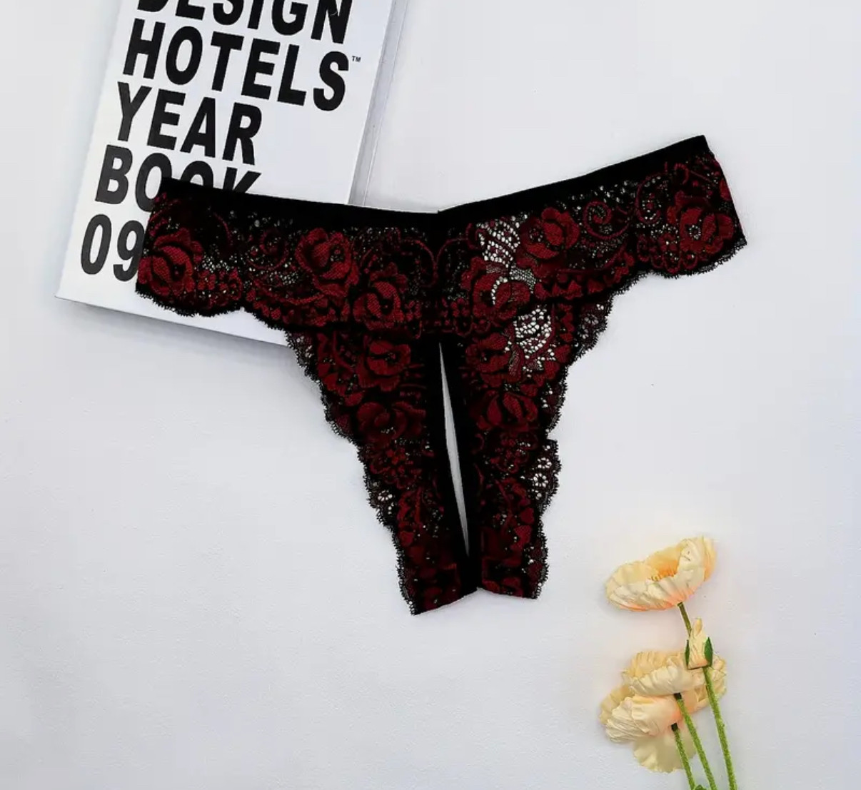 Ажурні трусики з доступом (Бордо, р.М), фото 1