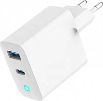 Gembird GaN 2xUSB QC3.0 Type-C 30W LED White, фото 3