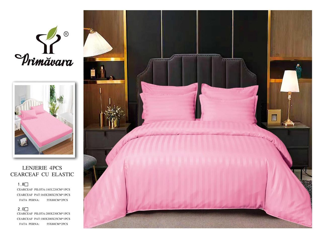 Постільна білизна Страйп-Сатин Євро розмір простирадло на гумці 180*200+25см Висока якість, фото 1