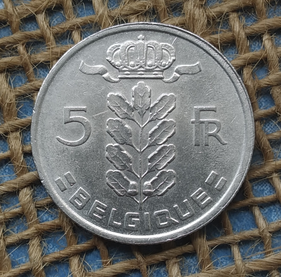5 франкiв 1975 року. Бельгiя
