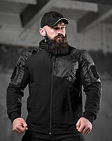 Армейская черная куртка-ветровка recoba тактическая тувей, Военная эластичная ветровка черного цвета с липучками дл6350