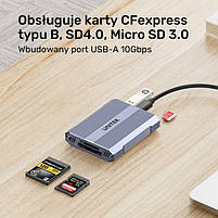 Unitek reader kart memory CF Express, SD/microSD, USBA 10 Gbs + HUB, фото 5