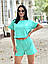Костюм шорти та топ жіночий стильний легкий літній вільний, бірюзовий, чорний, рожевий, синій, фото 4