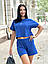 Костюм шорти та топ жіночий стильний легкий літній вільний, бірюзовий, чорний, рожевий, синій, фото 2