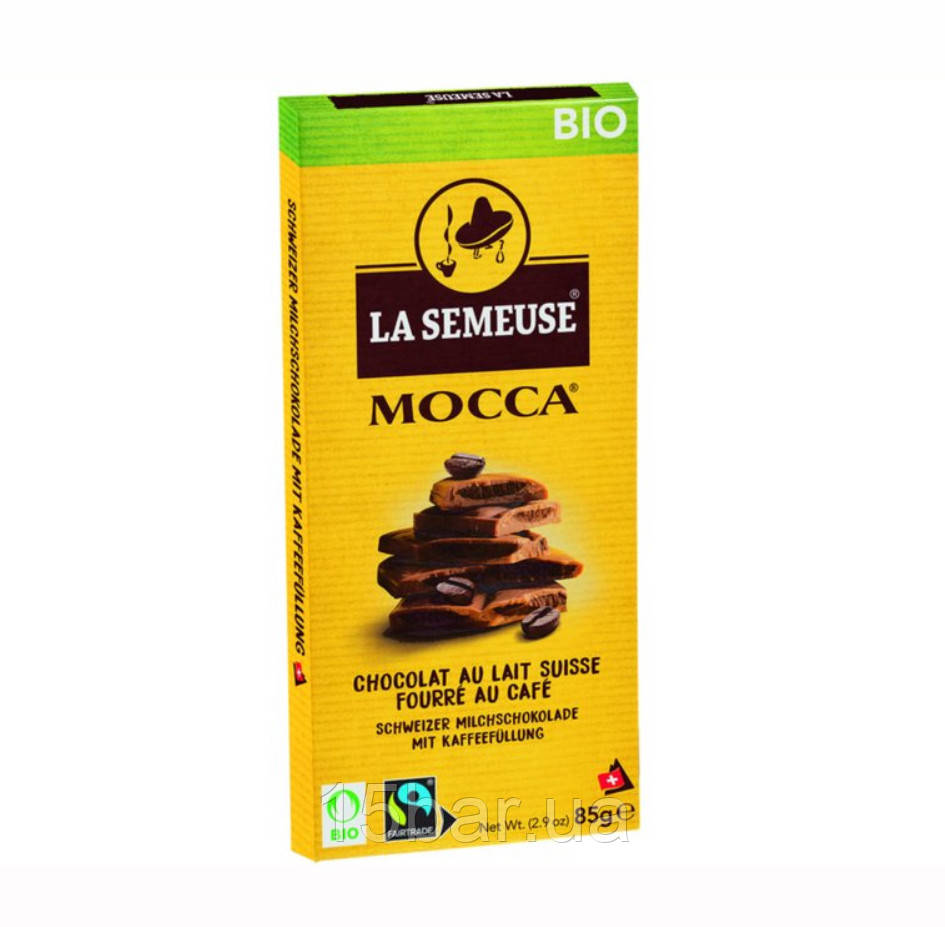Шоколад La Semeuse milk chocolate bar with coffee filling BIO