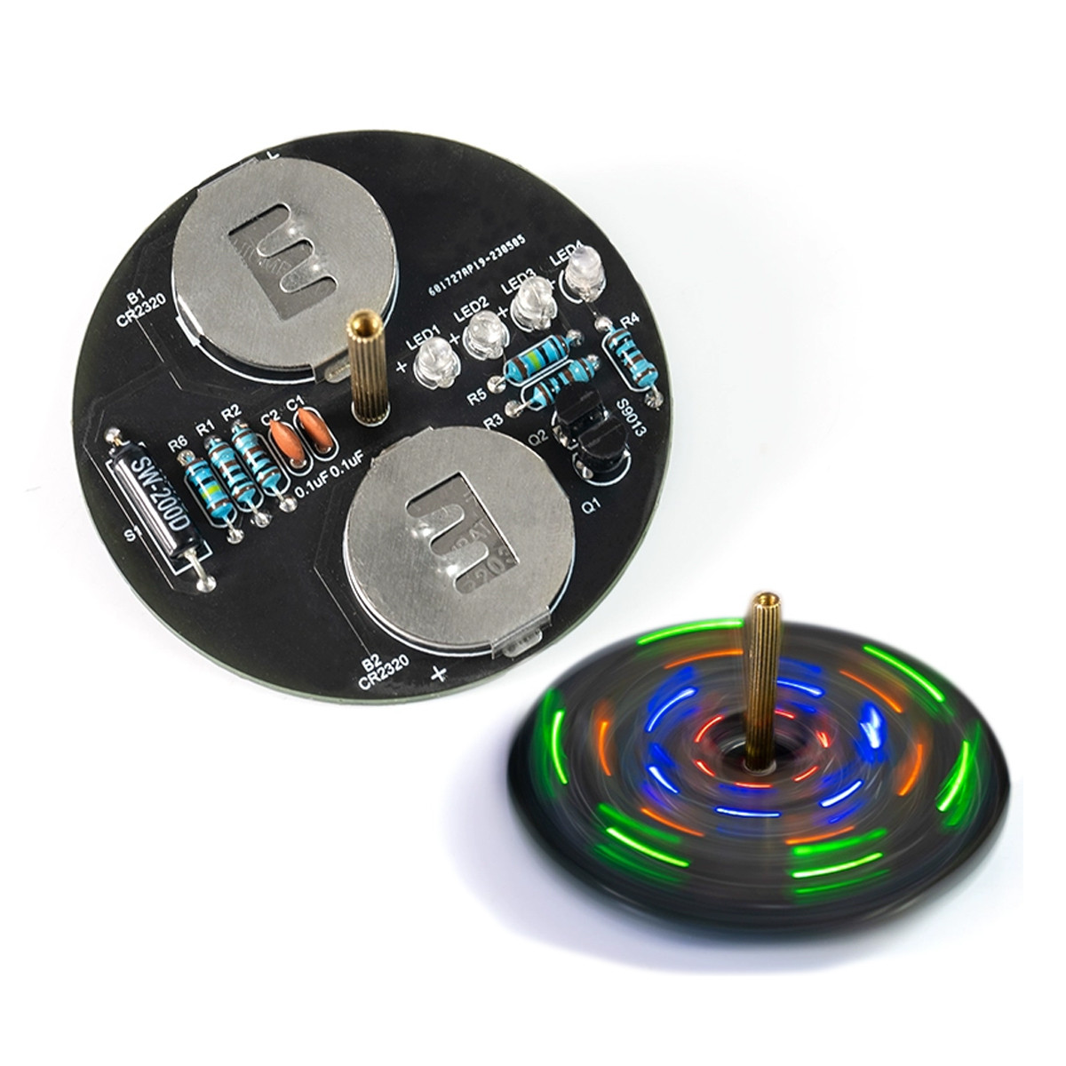 Світлодіодний гіроскоп "юла", що обертається, для складання – набір для любителів електроніки., фото 1