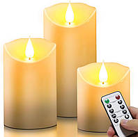 Daphomeu 3 x світлодіодні свічки, без полум'яні свічки з функцією таймера дистанційного керування, зовнішні акумуляторні свічки