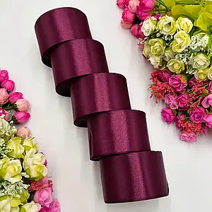 Атласна стрічка для рукоділля - 5 см x 23 м (опт, 5 рулонів) / Марсала