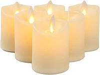 JHY DESIGN набір з 6 мерехтливих свічок висотою 7 см пластикових безполум'яних батарей з живленням від гніт LED, що рухається