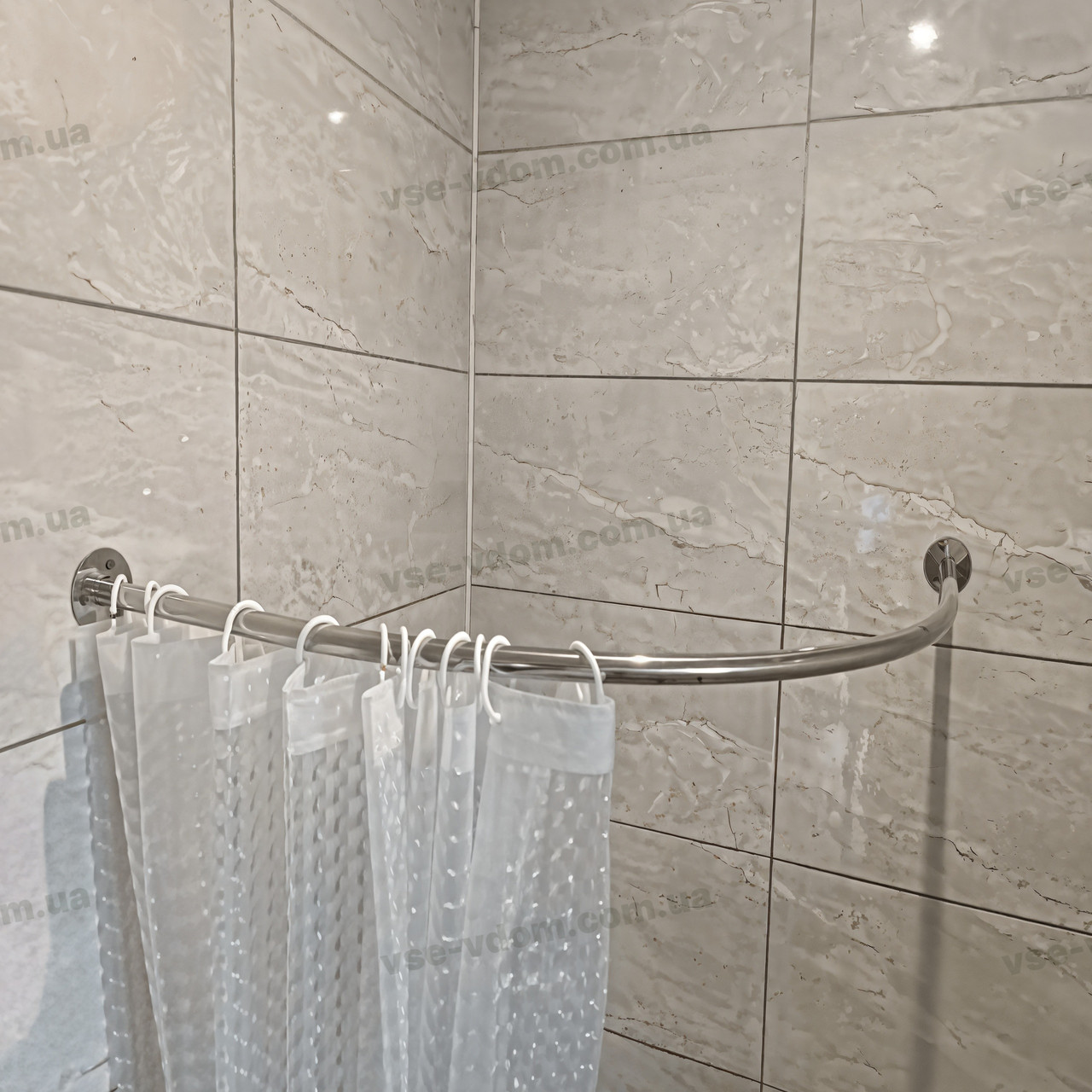 Карниз для душу 80*80 см напівкруглий з нержавіючої сталі, фото 1