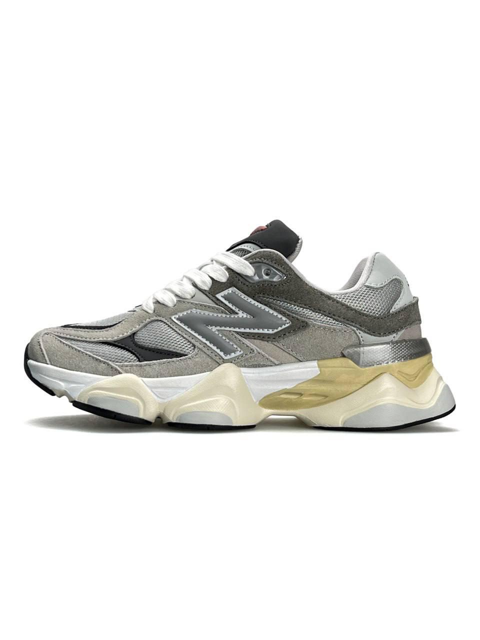 Жіночі замшеві текстиль кросівки New Balance 9060 Grey White, кеди замша текстильні сірі 36