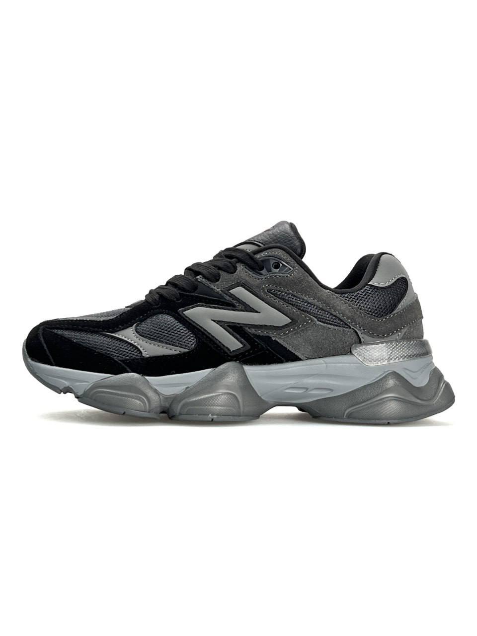 Жіночі замшеві текстиль кросівки New Balance 9060 Dark Grey Black, кеди замші текстильні 36
