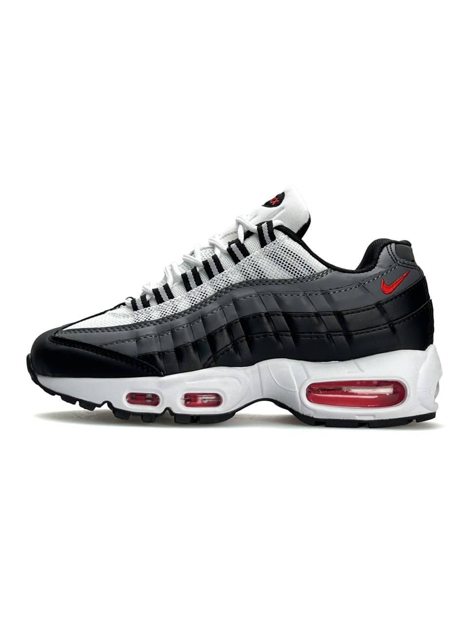 Жіночі кросівки шкіряні текстиль Nike Air Max 95 Black Grey White, кеди Найк шкіра текстильні 37