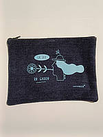 Жіноча велюрова косметичка синя, 24х17 см