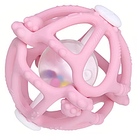 Дитяча сенсорна іграшка-брязкальце силіконовий м'ячик від народження Рожевий