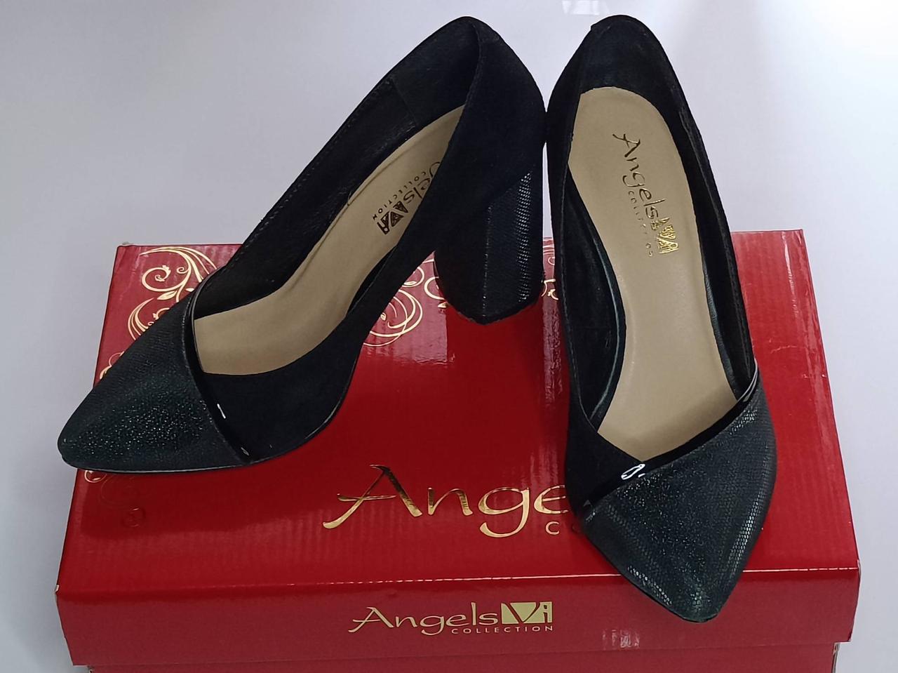 Туфлі жіночі Angels Vi чорні, 36 розмір арт 3226/8, замша + коробка