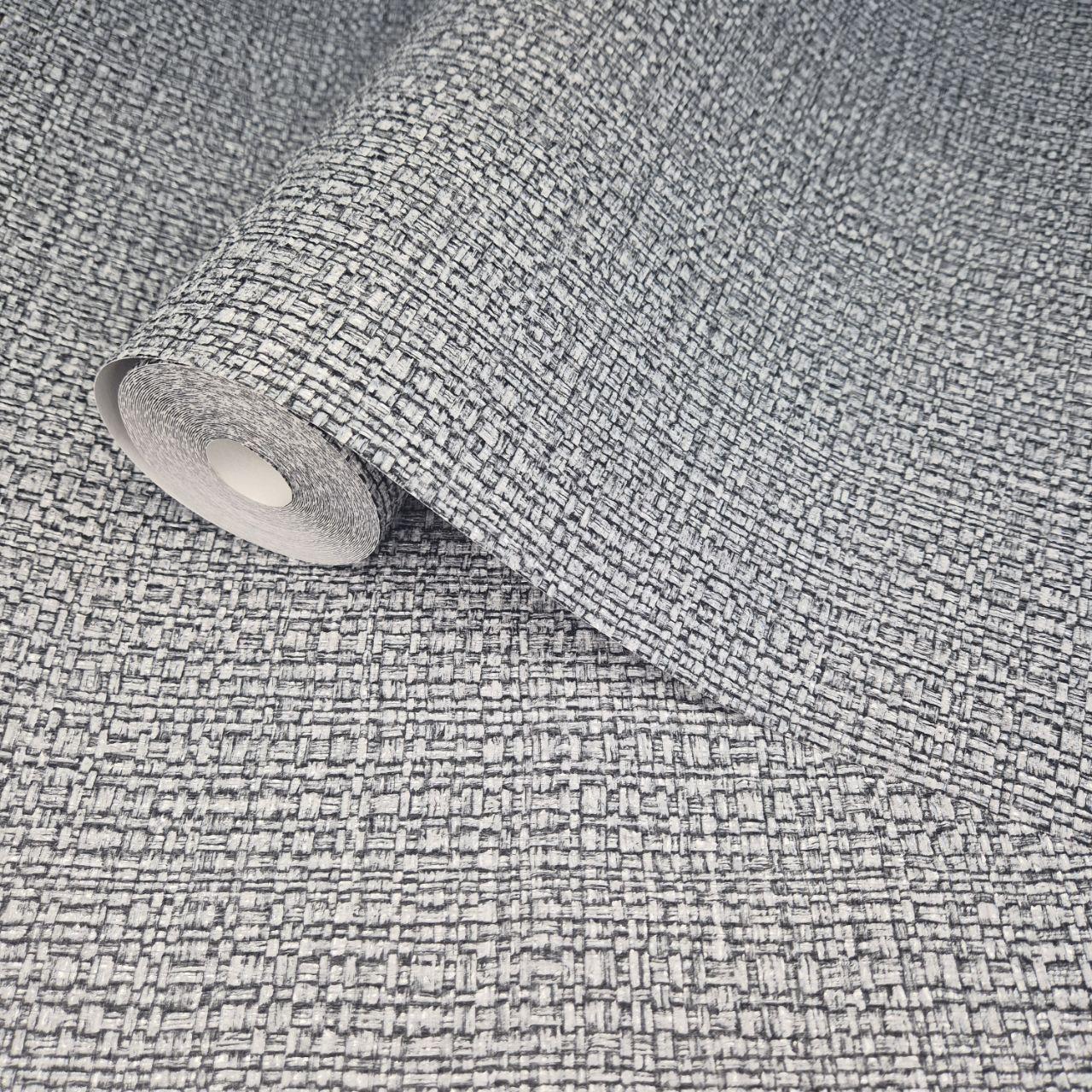Шпалери вінілові 10.05 × 1.06 м Marburg 1032858, сірі, текстура рогожка для спальні, вітальні, передпокою, коридору, фото 1