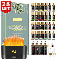 Ефірна Олія Premium Essential Oils MAYJAM 28шт х 5мл та Аромадіфузор з ефектом полум'я