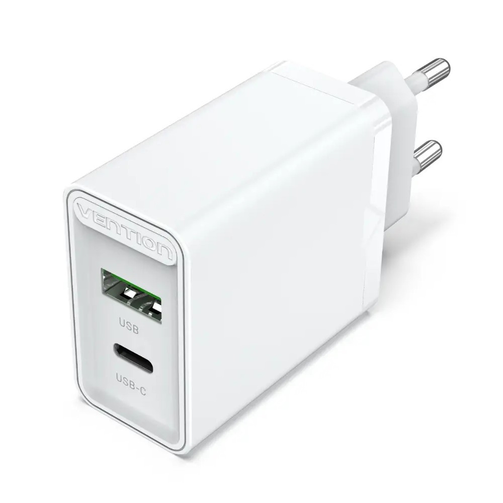 Мережевий зарядний пристрій Vention USB Type C + QC4.0 (18-20W) White (FBBW0-EU), фото 1
