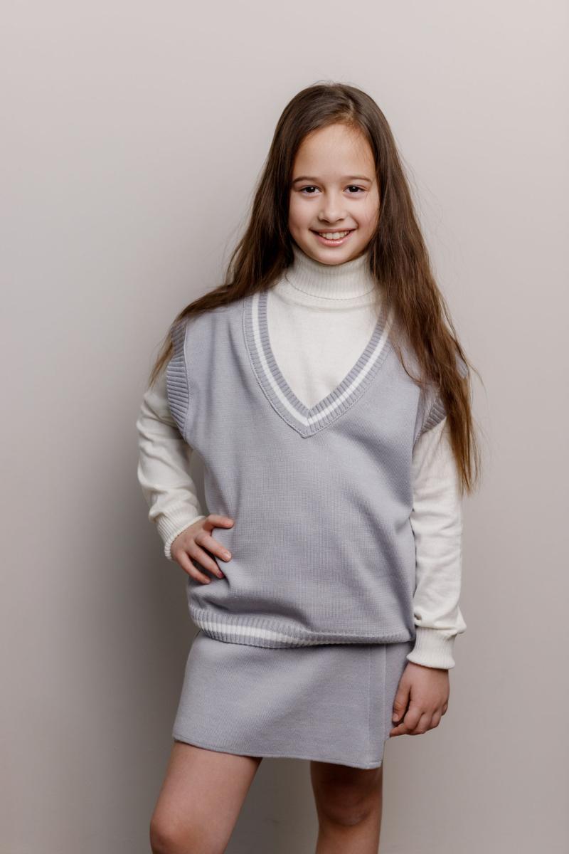 Дитяча жилетка сіра з білою смужкою ART KNIT