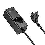 Мережевий зарядний пристрій подовжувач Hoco NS9 USB/ 3 Type-C PD 67 W 1 розетка 2m black, фото 3