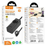 Мережевий зарядний пристрій подовжувач Hoco NS9 USB/ 3 Type-C PD 67 W 1 розетка 2m black, фото 9