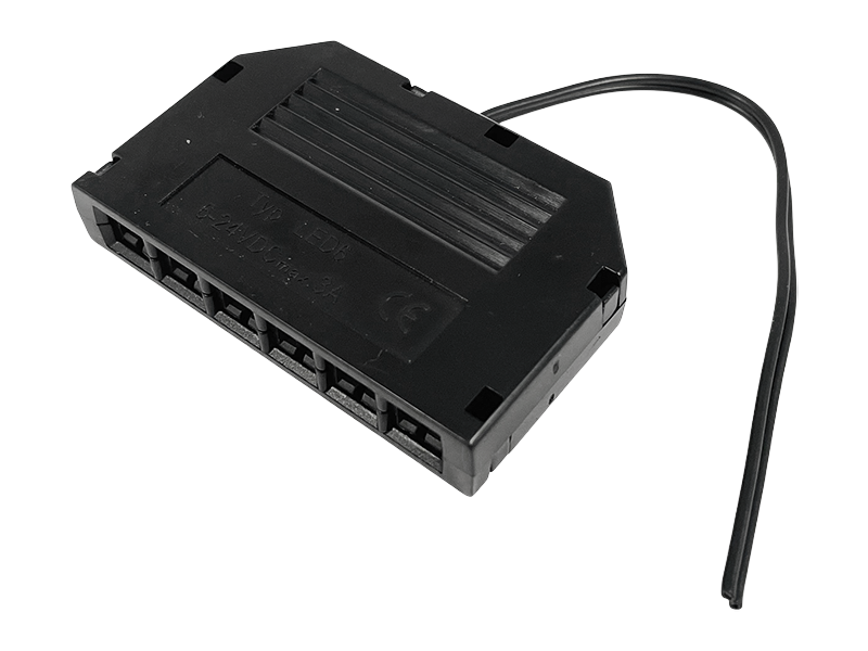 Розподільна коробка 6 отворів, чорна, 110 mm 22AWG LEDUA