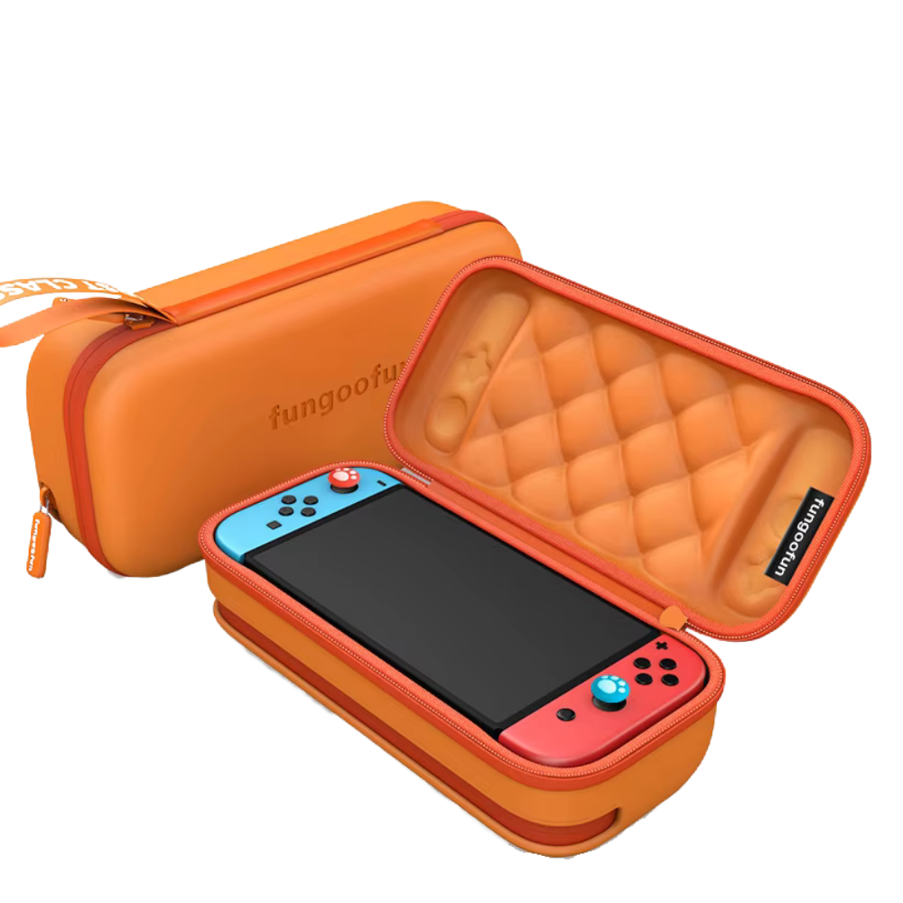 Сумка чохол для приставки кейс Fungoofun для консолі Nintendo Switch і аксесуарів на 2 відділення, помаранчевий, фото 1