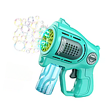 Мильні бульбашки для дітей, пістолет для мильних бульбашок з підсвічуванням, іграшковий генератор бульбашок, зелений, фото 4