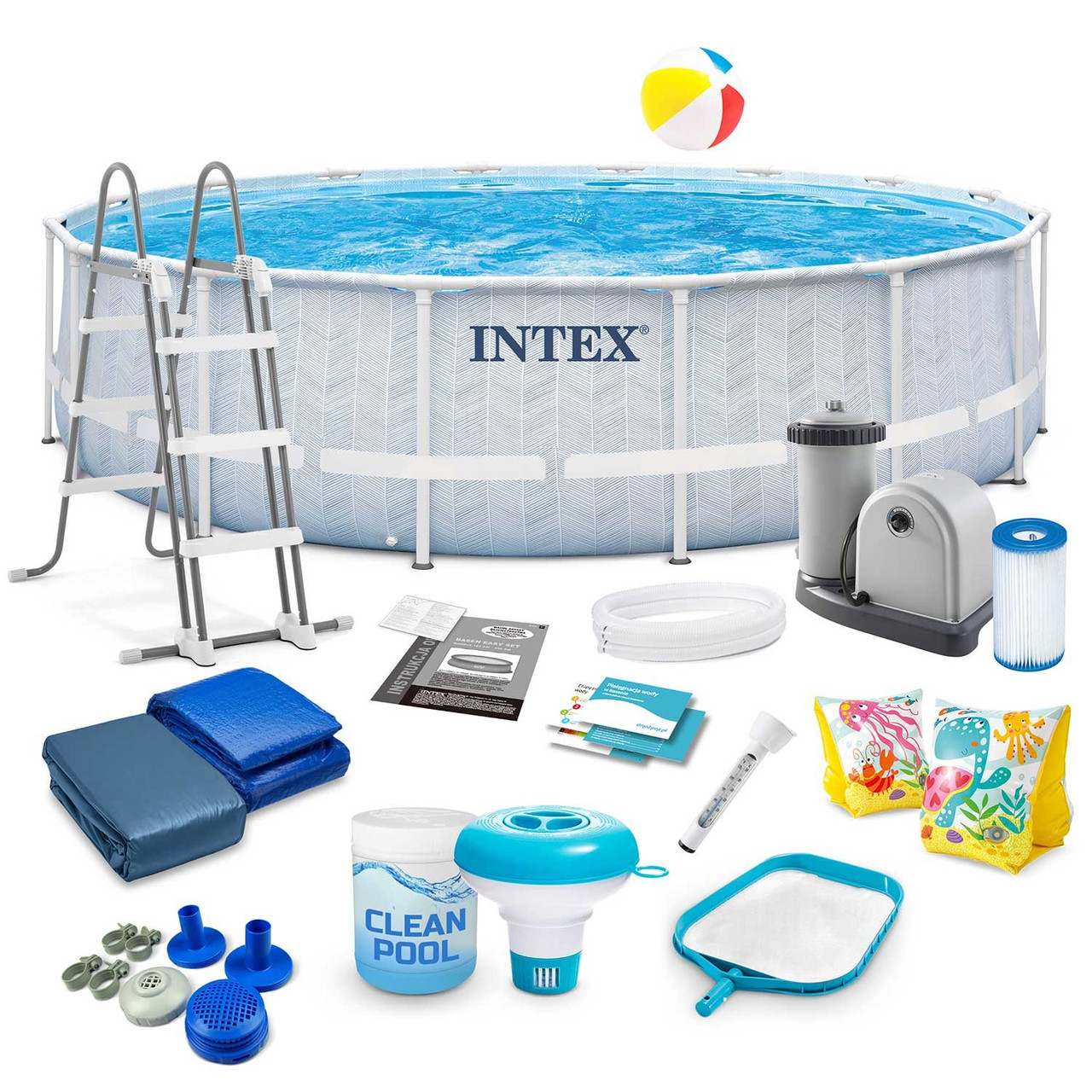 Басейн каркасний 17в1 INTEX 26746, 488 х 122 см, біло-синій, фото 1