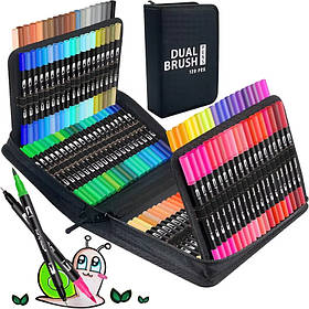 Набір двосторонніх акварельних маркерів на водній основі 120 шт в кейсі (16927)