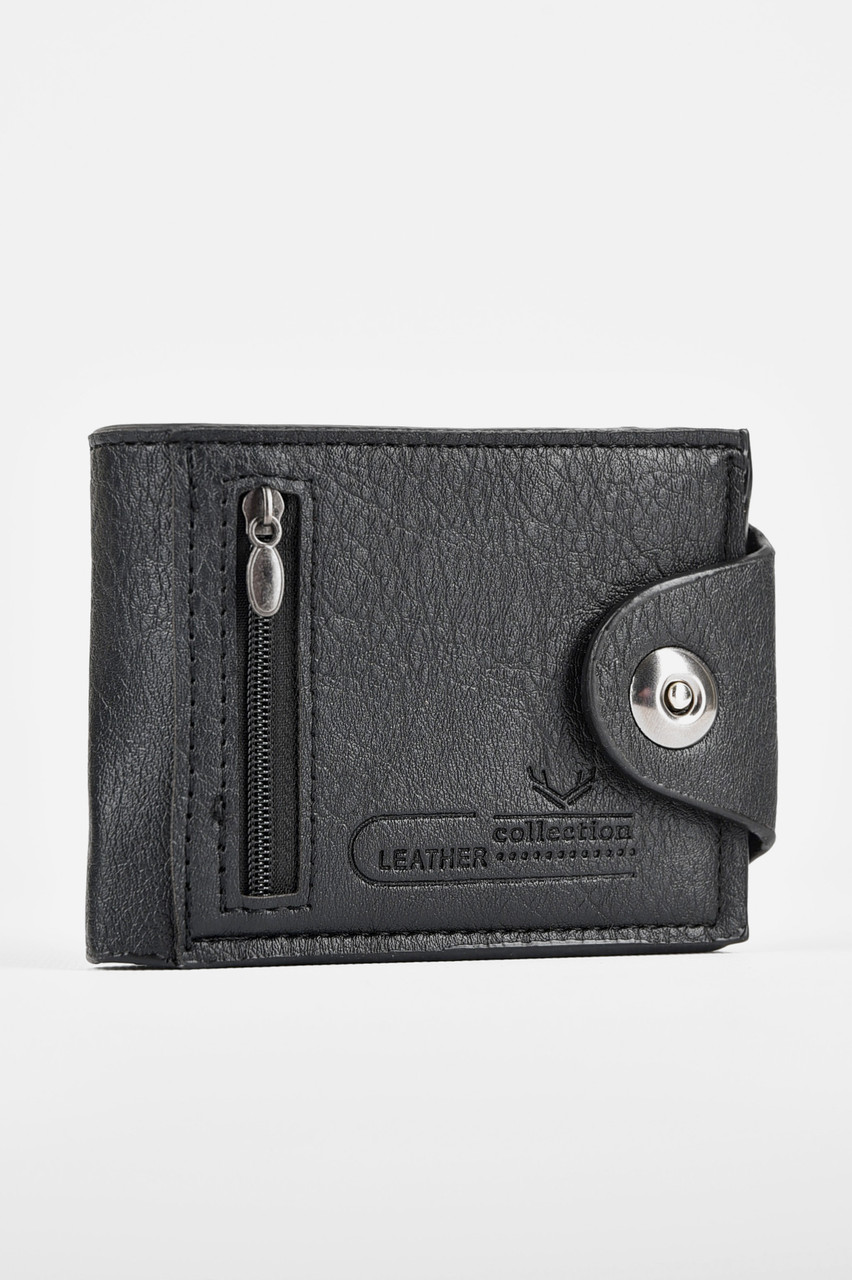 Гаманець чоловічий з екошкіри чорного кольору 199055P, фото 1