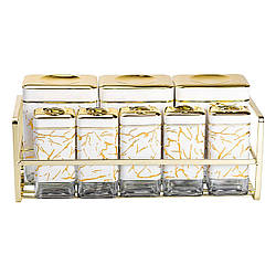 Набір для приправ та спецій на підставці 8 штук з кришками Білий HP-1365